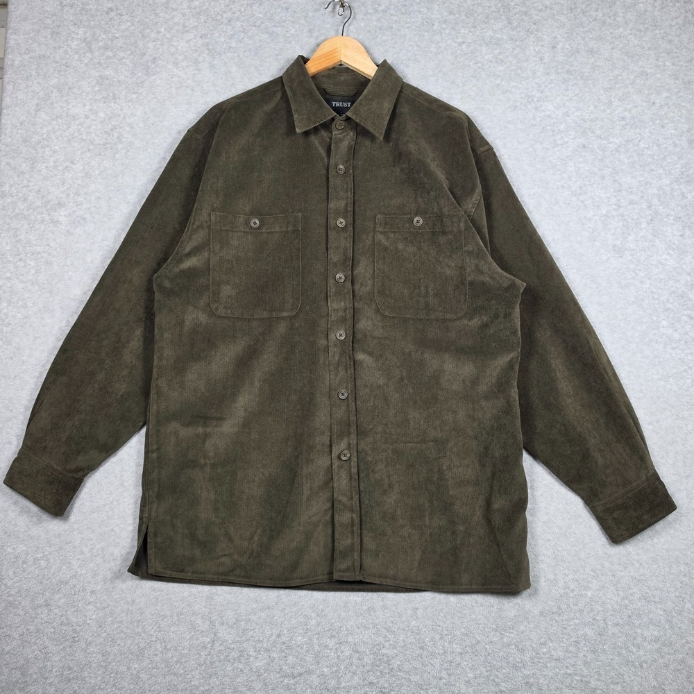 Vintage Trust Shirt Mens Size Large Brown Suede Microfiber Relaxed Fit BD